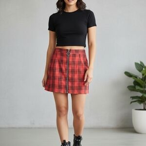 Hot Topic Red Plaid Mini Skirt